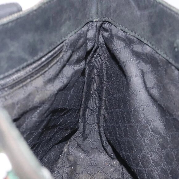 GUCCI Web Sherry Line Hand Bag Canvas Black Silver 73984 Auth ti3159 - Picture 12 of 16